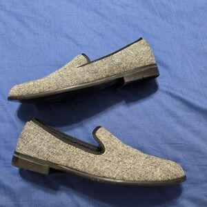 Duke + Dexter Loafers Mens 10 Grey Excellent Tweed Fabric Handmade England LUX